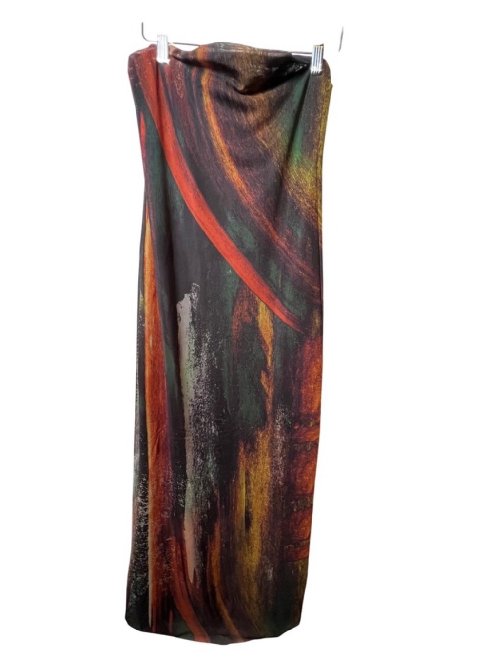 ZARA • Tulle Strapless Abstract-Print Midi Dress - Picture 4 of 12